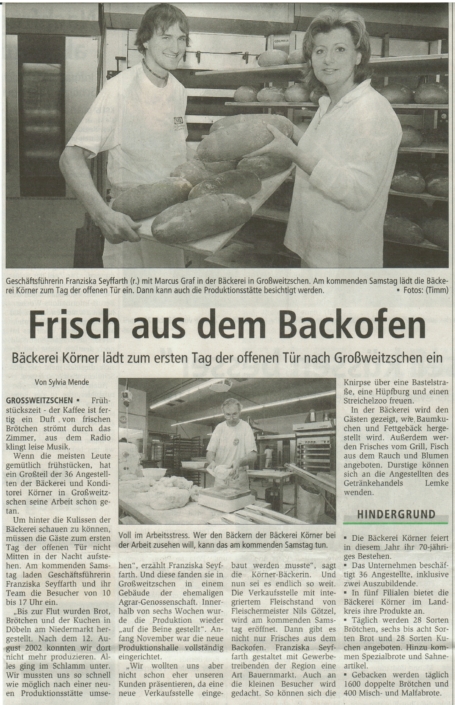 Tradition der Bäckerei Körner - 1. Stollenmarkt in Großweitzschen