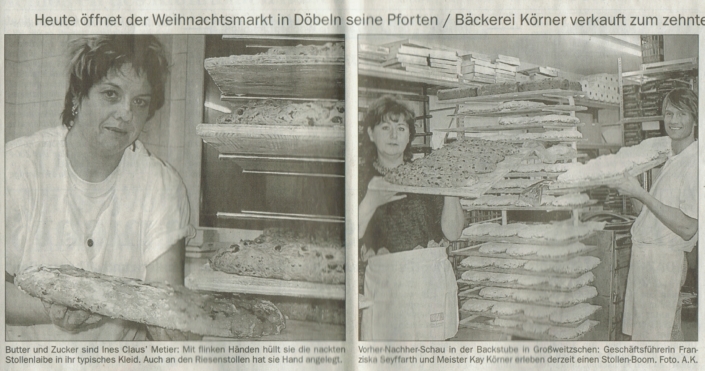 Tradition der Bäckerei Körner - Anschnitt 10. Riesenstollen