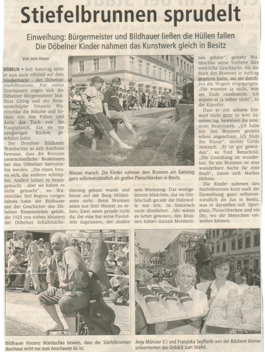 Tradition der Bäckerei Körner - Einweihung Stiefelbrunnen